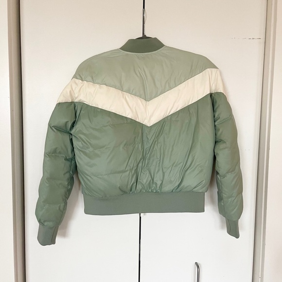 All Access Retro Color Block Quilted Shell Down Bomber Moto Jacket Size XS - Picture 7 of 12